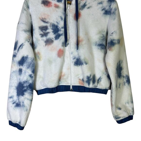 Offline by Aerie Fleece Hoodie Jacket Womens S Tie Dye Zip Sherpa Cropped Cozy - Picture 3 of 7